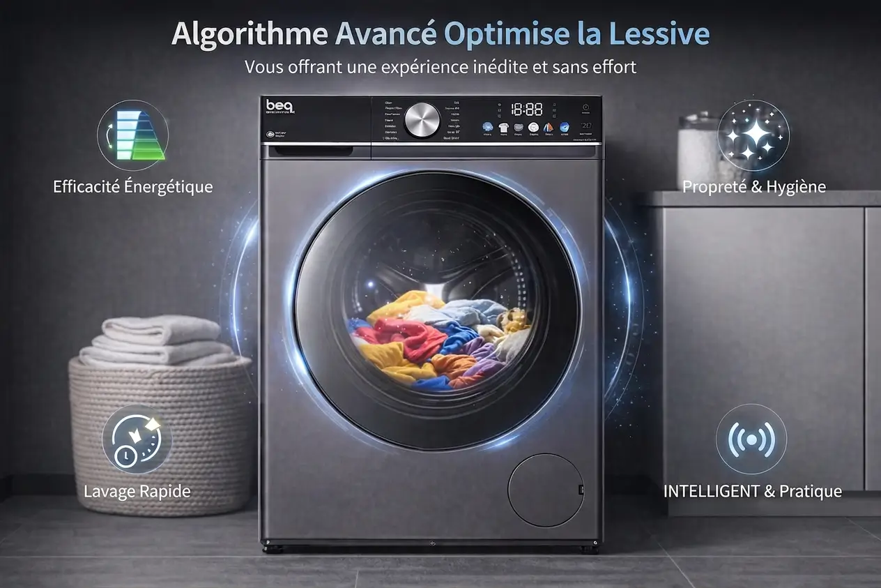 Lave linge 8kg BEQ Smart Tactile avec algorithme d'optimisation de lessive