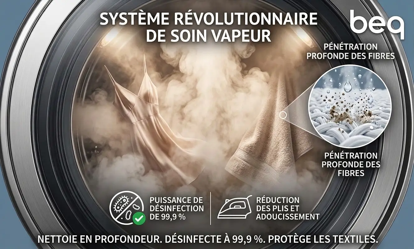 Lave-linge 12 kg avec technologie vapeur pour désinfection à 99,9 % et soin des textiles